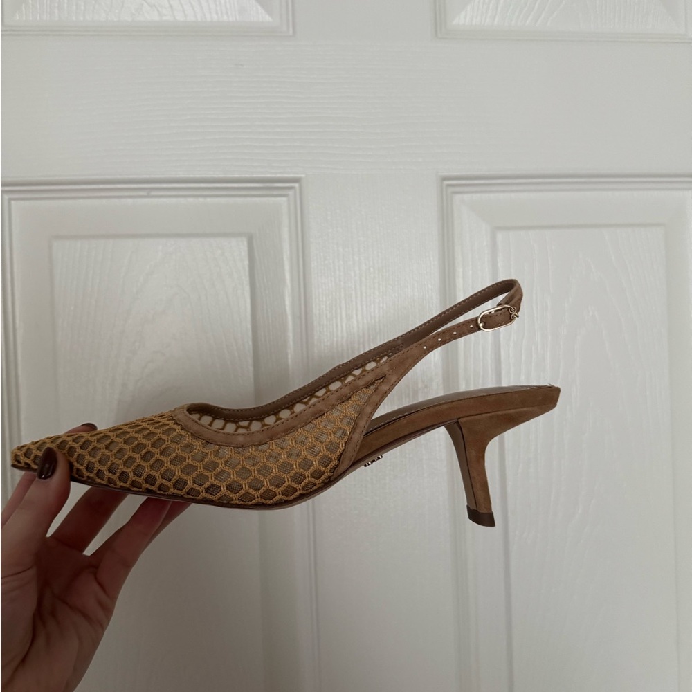 Sam Edelman Beige Mesh Slingback Kitten Heels - Picture 4 of 5